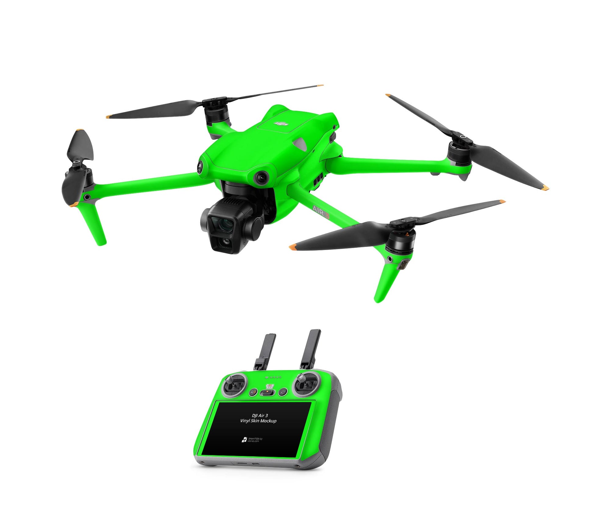 DJI Air 3 Skins - Drohnen Aufkleber Schutz Folie + RC2 Controller Skin + Akku Skins Neon glanz grün Aufkleber skins4u   