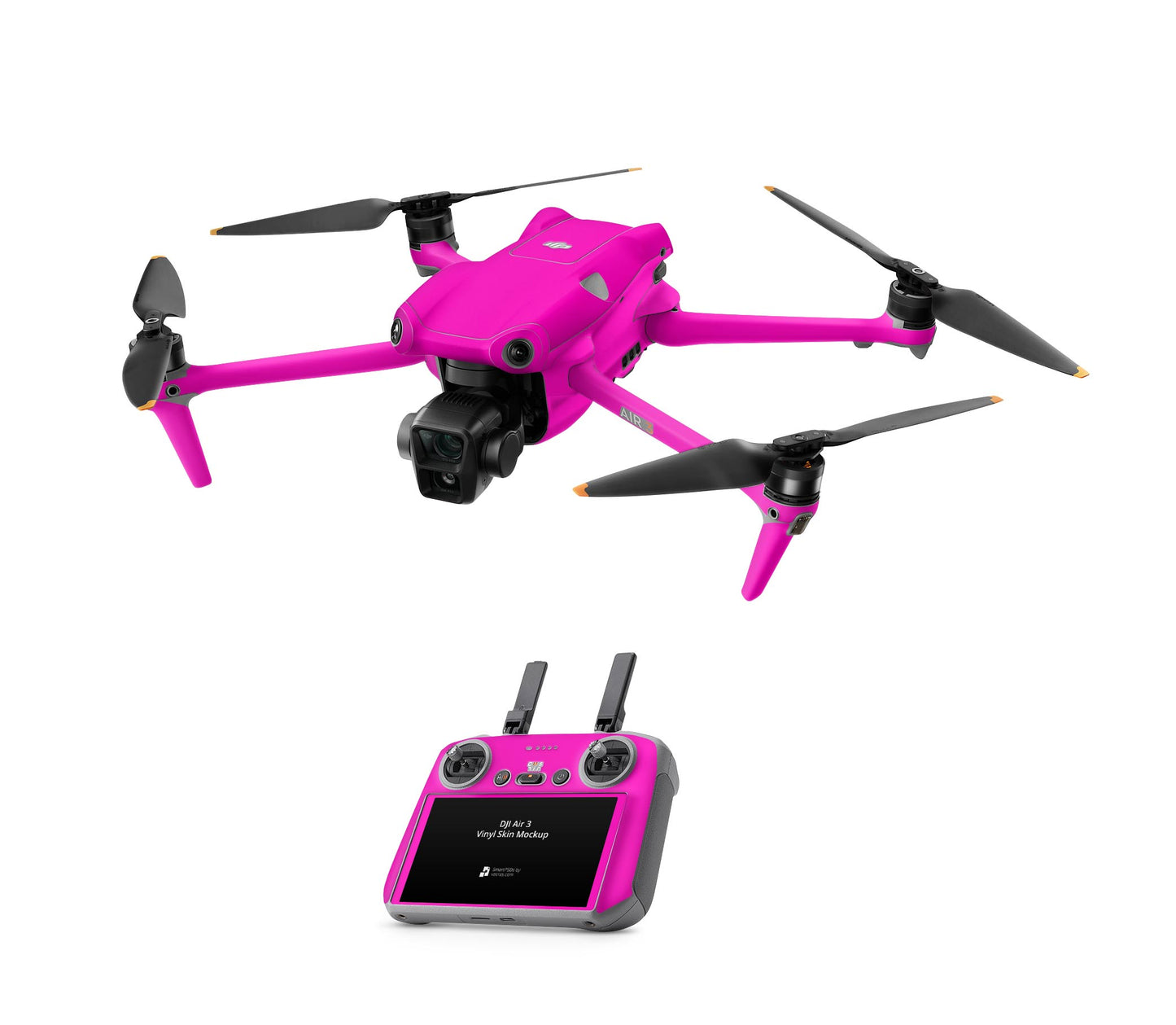 DJI Air 3 Skins - Drohnen Aufkleber Schutz Folie + RC2 Controller Skin + Akku Skins Neon glanz pink Aufkleber skins4u   