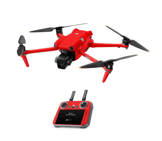 DJI Air 3S Skins - Drohnen Aufkleber Schutz Folie + RC2 Controller Skin + Akku Skins Neon glanz rot Aufkleber skins4u