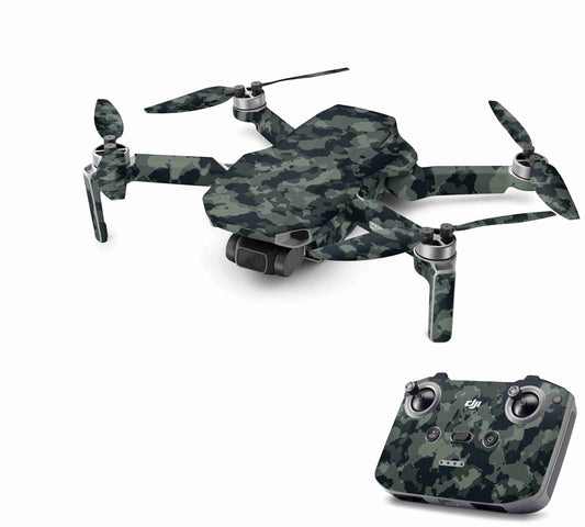 DJI Mini 2SE Skin Drohnen Aufkleber Schutz Design Folie Dark green camo Aufkleber Skins4u