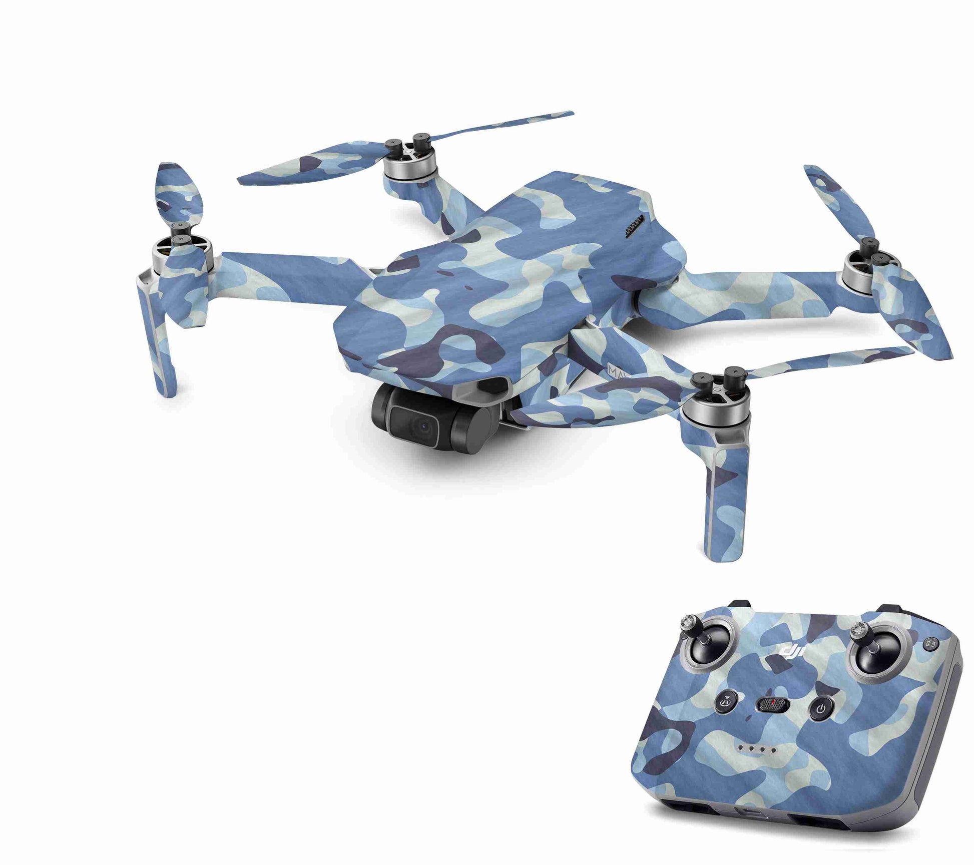 DJI Mini 4K Skin Drohnen Aufkleber Schutz Design Folie Waving camo blau Aufkleber Skins4u