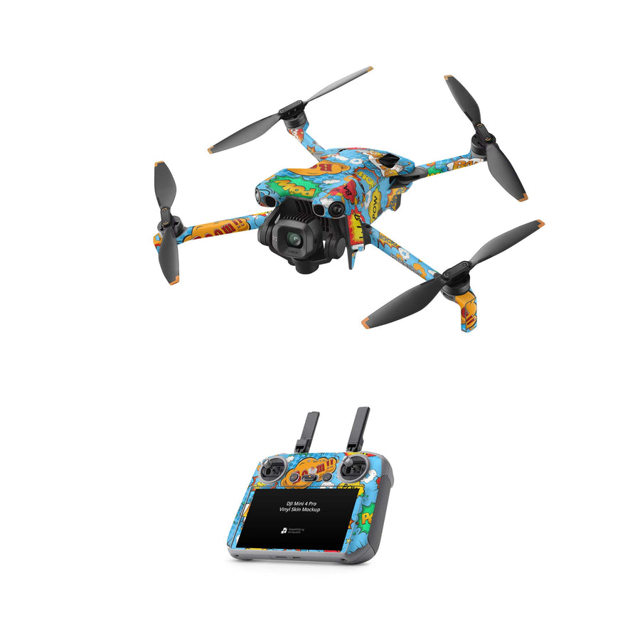 DJI Mini 5 Pro Skin Drohnen Aufkleber Vinyl Folien Set Comics blau Aufkleber Skins4u