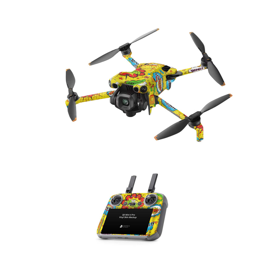 DJI Mini 5 Pro Skin Drohnen Aufkleber Vinyl Folien Set Comics gelb Aufkleber Skins4u