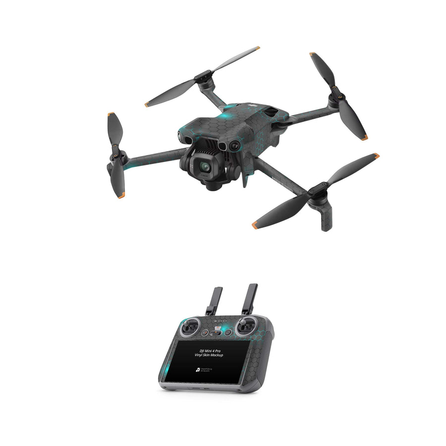 DJI Mini 5 Pro Skin Drohnen Aufkleber Vinyl Folien Set Exo small blue Aufkleber Skins4u