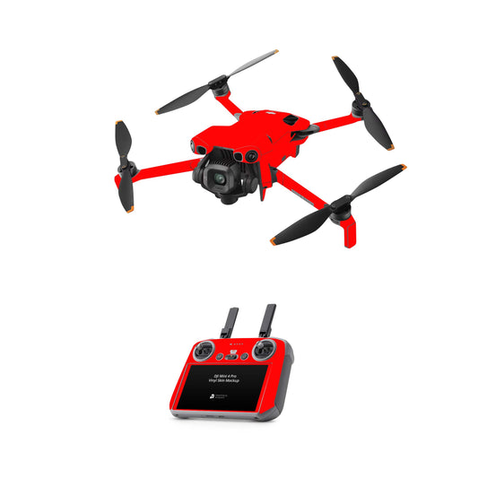 DJI Mini 5 Pro Skin Drohnen Aufkleber NEON Folien Set Neon Rot Aufkleber Skins4u