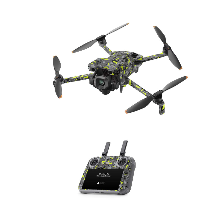 DJI Mini 5 Pro Skin Drohnen Aufkleber Vinyl Folien Set Splatter Yellow Aufkleber Skins4u