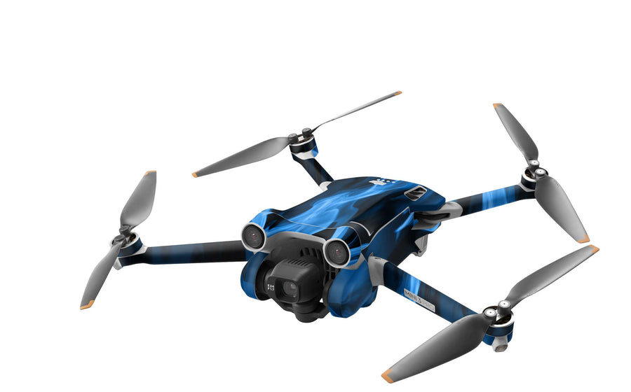 DJI Mini 3 Skin Folie DJI Mini 3 Pro + Controller Skins Vinyl Folierung Drohne Blaue Flammen Aufkleber skins4u   