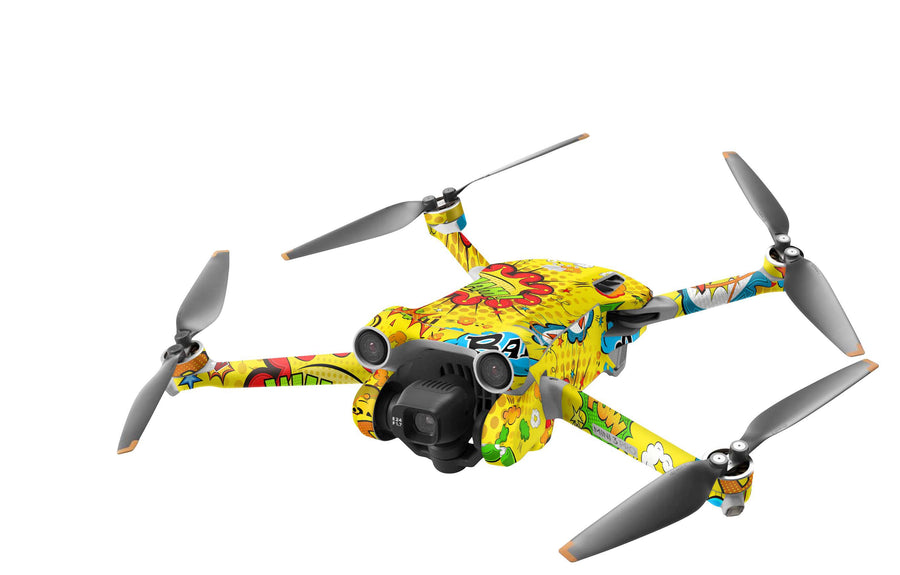 DJI Mini 3 Skin Folie DJI Mini 3 Pro + Controller Skins Vinyl Folierung Drohne Comics gelb Aufkleber skins4u   