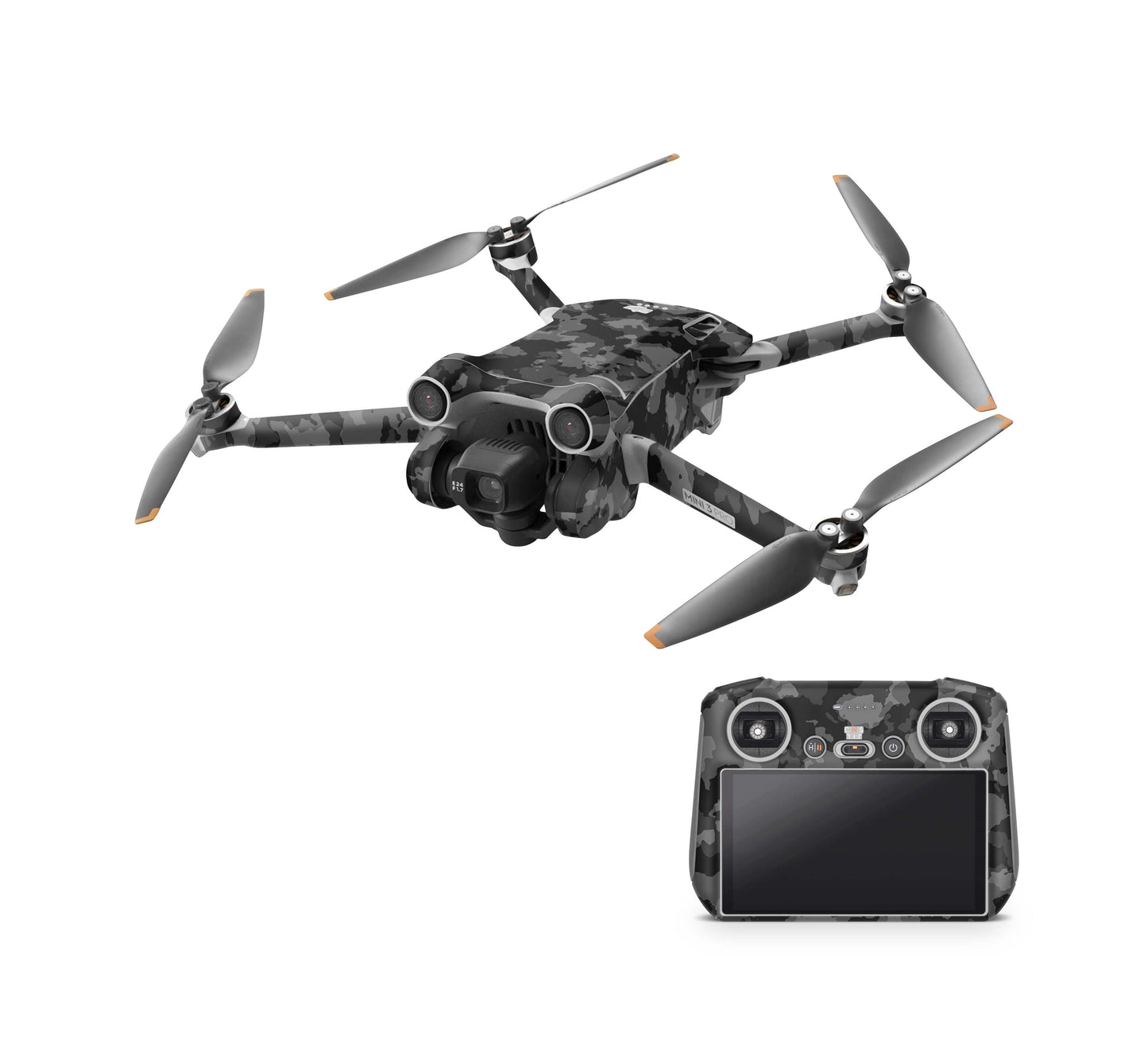 DJI Mini 4 Pro Skin + RC2 Controller Skins Vinyl Folierung Drohne Dark grey Camo Aufkleber skins4u   