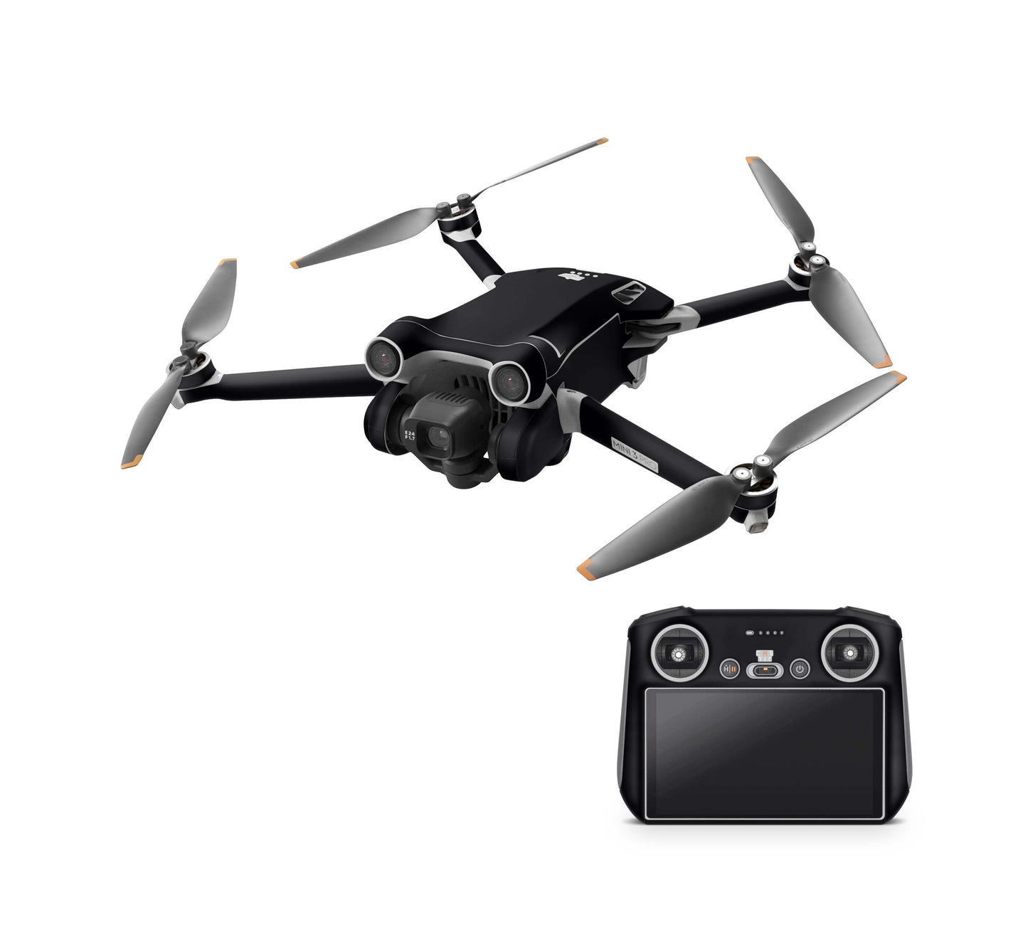 DJI Mini 4 Pro Skin + RC2 Controller Skins Vinyl Folierung Drohne Solid State Schwarz Aufkleber skins4u   