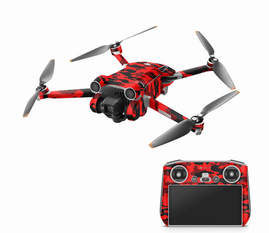 DJI Mini 4 Pro Skin + RC2 Controller Skins Vinyl Folierung Drohne Red Camo Aufkleber skins4u   