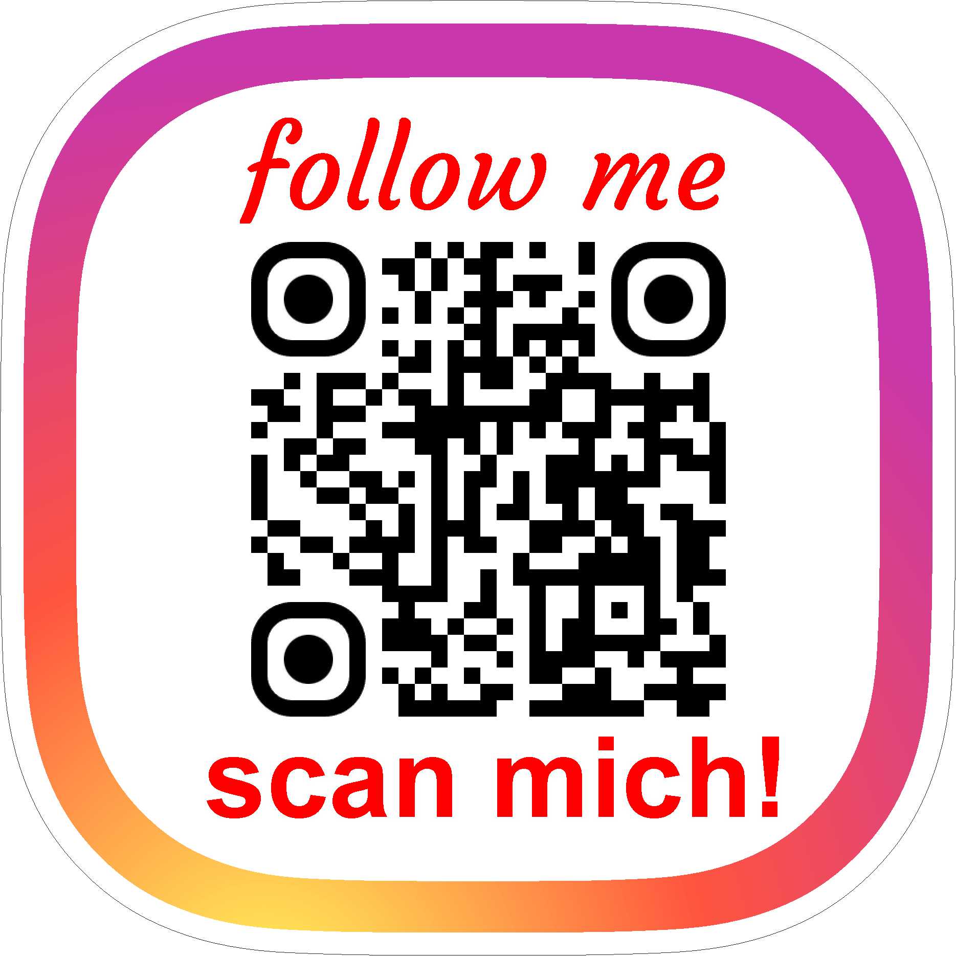Personalisierte QR Code Aufkleber – für Social Media & Google Bewertungen | Individuell mit deinem Link | Auto-, Laptop- & Versandaufkleber | 5er Pack Aufkleber Skins4u Follow me quadrat 5cm