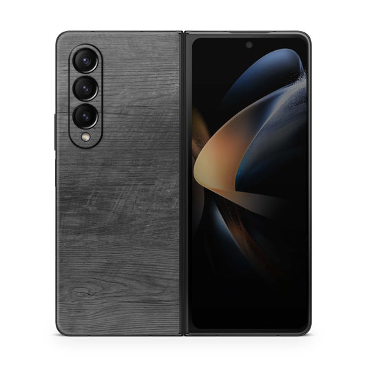 Samsung Galaxy Z Fold 6 Skin Folie Skins Handy Aufkleber Black Woodgrain Aufkleber Skins4u