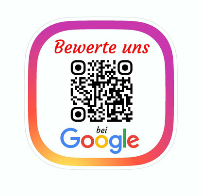 Personalisierte QR Code Aufkleber – für Social Media & Google Bewertungen | Individuell mit deinem Link | Auto-, Laptop- & Versandaufkleber | 5er Pack Aufkleber Skins4u Google quadrat 5cm