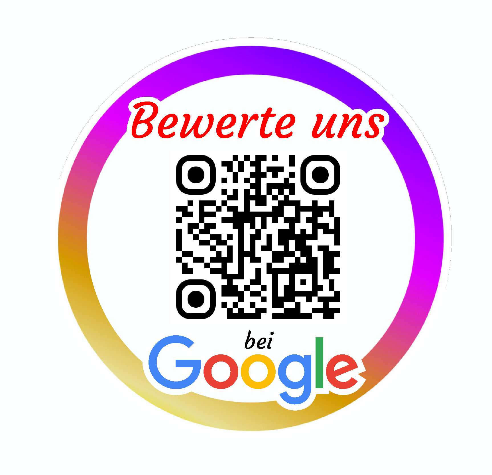 Personalisierte QR Code Aufkleber – für Social Media & Google Bewertungen | Individuell mit deinem Link | Auto-, Laptop- & Versandaufkleber | 5er Pack Aufkleber Skins4u Google rund 5cm