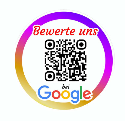 Personalisierte QR Code Aufkleber – für Social Media & Google Bewertungen | Individuell mit deinem Link | Auto-, Laptop- & Versandaufkleber | 5er Pack Aufkleber Skins4u Google rund 5cm