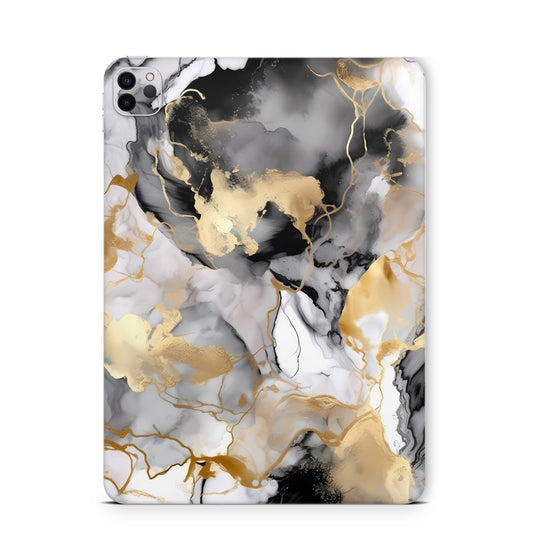 iPad Pro Skin Backcover Design Schutzfolie Folie Vinyl Skins Kratzerschutz Marmor Gold black Aufkleber Skins4u