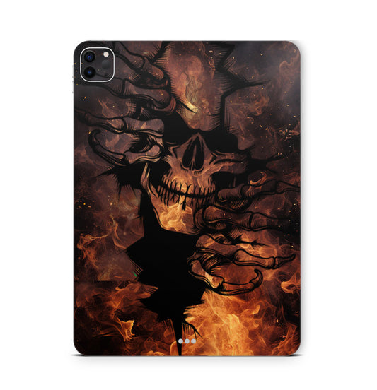 iPad Pro Skin Backcover Design Schutzfolie Folie Vinyl Skins Kratzerschutz Skull on Fire Aufkleber Skins4u
