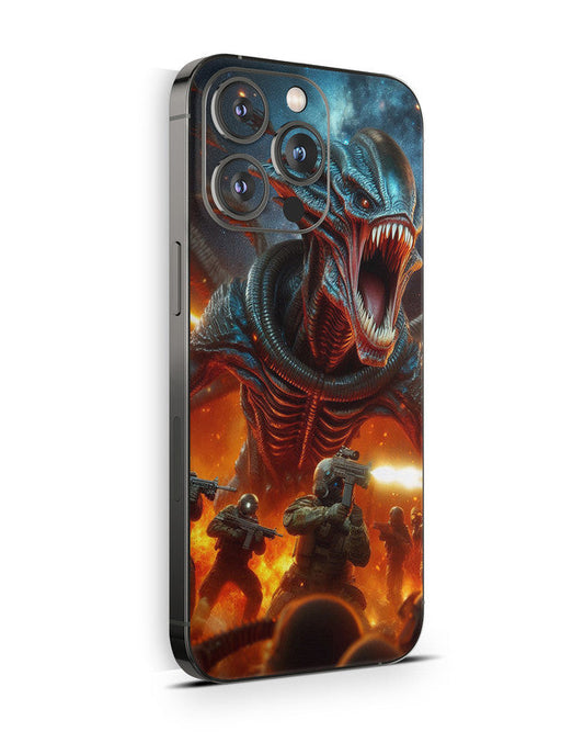 iPhone 16 Skin Schutzfolie Aufkleber Design Vinyl Folie Alien Attack Aufkleber Skins4u