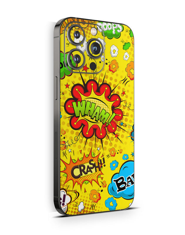 iPhone 16 Skin Schutzfolie Aufkleber Design Vinyl Folie Comics gelb Aufkleber Skins4u