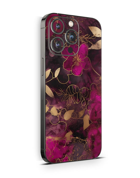 iPhone 15 Skin Schutzfolie Aufkleber Design Vinyl Folie Flowers Dark Aufkleber Skins4u