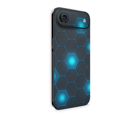 iPhone 17 Air Skin Design Schutzfolie Rückseite Aufkleber Skin Exo blau KI Aufkleber Skins4u