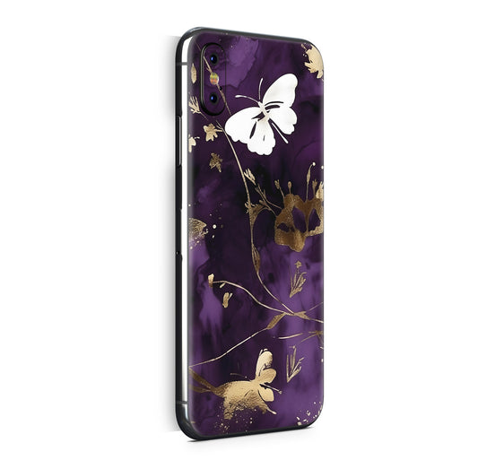 iPhone X Skin Design Vinyl Schutzfolie Backcover Purple Butterfly Aufkleber Skins4u