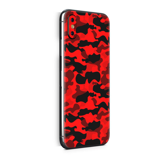 iPhone X Skin Design Vinyl Schutzfolie Backcover Red Camouflage Aufkleber Skins4u