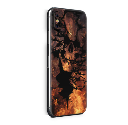 iPhone X Skin Design Vinyl Schutzfolie Backcover Skull on Fire Aufkleber Skins4u