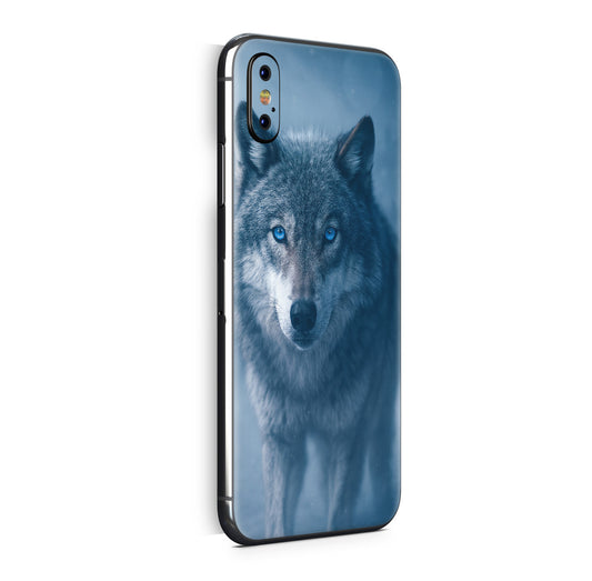 iPhone X Skin Design Vinyl Schutzfolie Backcover Wolf Blue eyes Aufkleber Skins4u