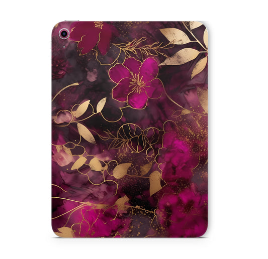 iPad Skin Schutzfolie Aufkleber Vinyl Skins Flowers Dark