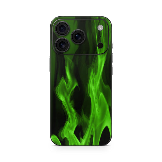 iPhone 17 Pro Max Skin Vinyl Schutzfolie Cover Aufkleber Grüne Flammen Aufkleber Skins4u