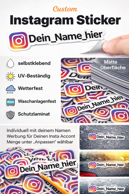 Werbeaufkleber Social Media für Instagram mit Deinem Wunschnamen Aufkleber Skins4u