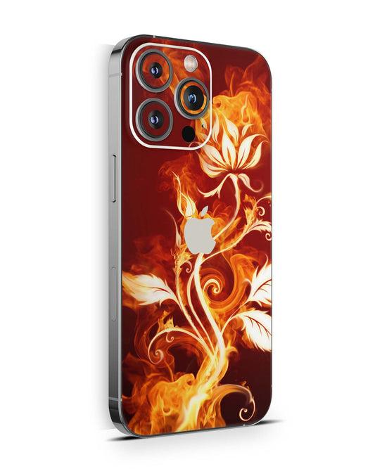 iPhone 15 Skins Design Schutzfolie Premium Vinyl Skin für alle Modelle Motiv Flower of Fire Aufkleber skins4u   