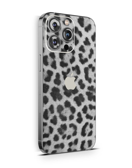 iPhone 15 Skins Design Schutzfolie Premium Vinyl Skin für alle Modelle Motiv Leopard grau Aufkleber skins4u   