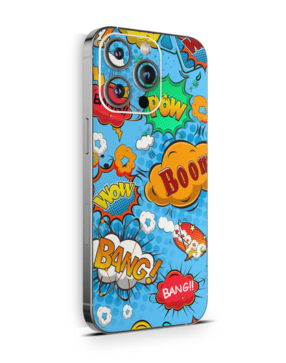 iPhone 16 Pro Skin Aufkleber Design Schutzfolie Vinyl Folie Comics blau Aufkleber Skins4u   