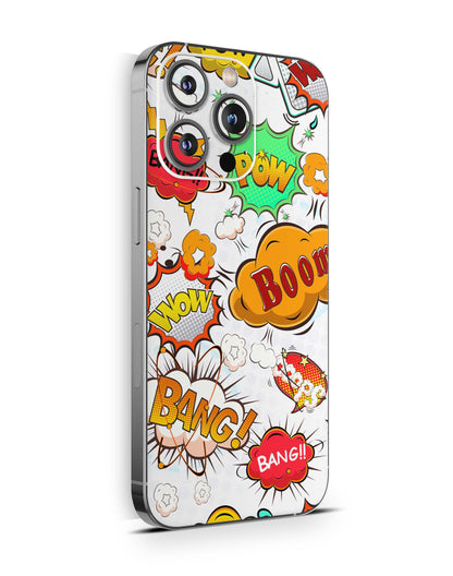 iPhone 16 Pro Skin Aufkleber Design Schutzfolie Vinyl Folie Comics weiss Aufkleber Skins4u   