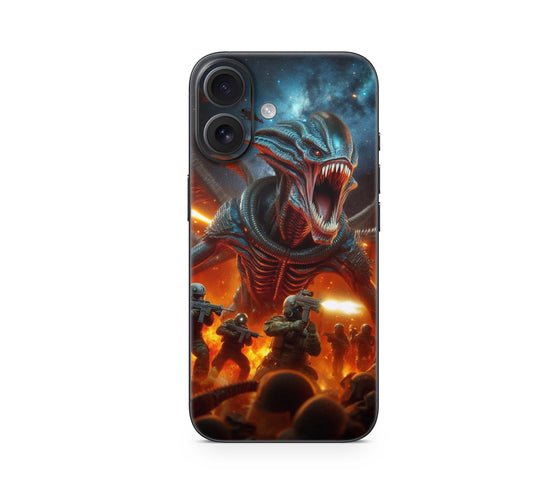 iPhone 16 Skin Aufkleber Design Schutzfolie Vinyl Folie Alien Attack Aufkleber Skins4u   