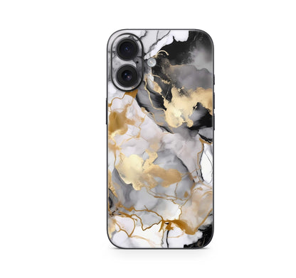 iPhone 16 Skin Aufkleber Design Schutzfolie Vinyl Folie Marmor gold black Aufkleber Skins4u   