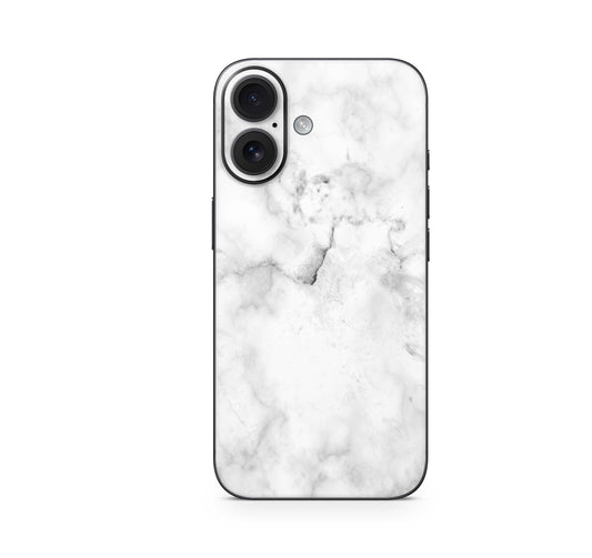 iPhone 16 Skin Aufkleber Design Schutzfolie Vinyl Folie Marmor weiss Aufkleber Skins4u   