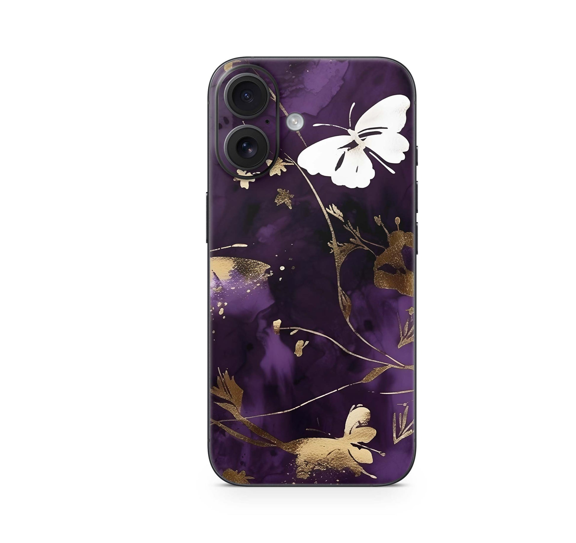 iPhone 16 Skin Aufkleber Design Schutzfolie Vinyl Folie Purple Butterfly Aufkleber Skins4u   