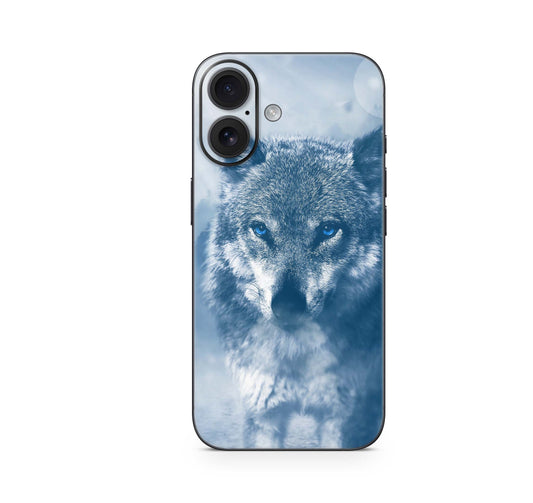 iPhone 16 Skin Aufkleber Design Schutzfolie Vinyl Folie Wolf blue Eyes Aufkleber Skins4u   