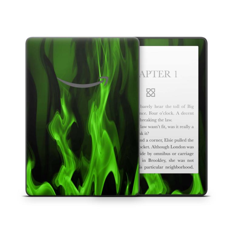 Amazon Kindle mit 6" Display 10.Generation 2019 Schutzfolie Gruene Flammen Aufkleber skins4u   