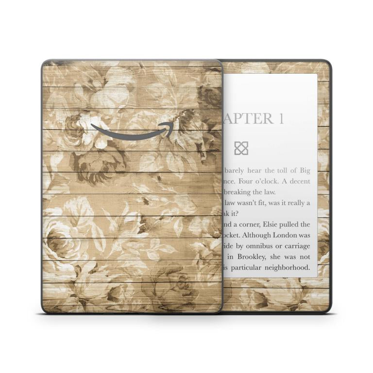 Amazon Kindle mit 6" Display 10.Generation 2019 Schutzfolie Roses on wood Aufkleber skins4u   