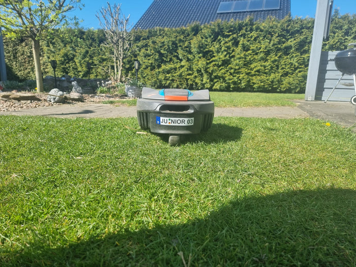 Mähroboter Kennzeichen Nummernschild Aufkleber mit lustigen Namen