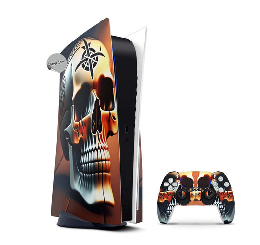 PS5 Skin Design Aufkleber Vinyl Folie Premium Skins mit PS5 Controller Big Skull Aufkleber Skins4u   