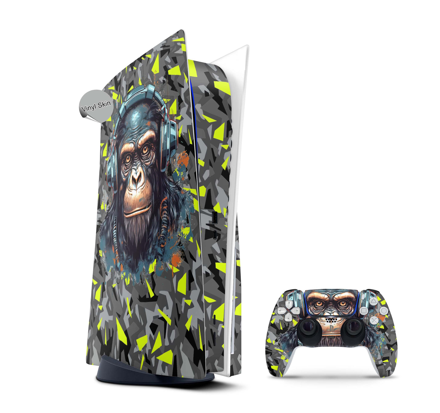 PS5 Skin Design Aufkleber Vinyl Folie Premium Skins mit PS5 Controller Monkey Aufkleber Skins4u   