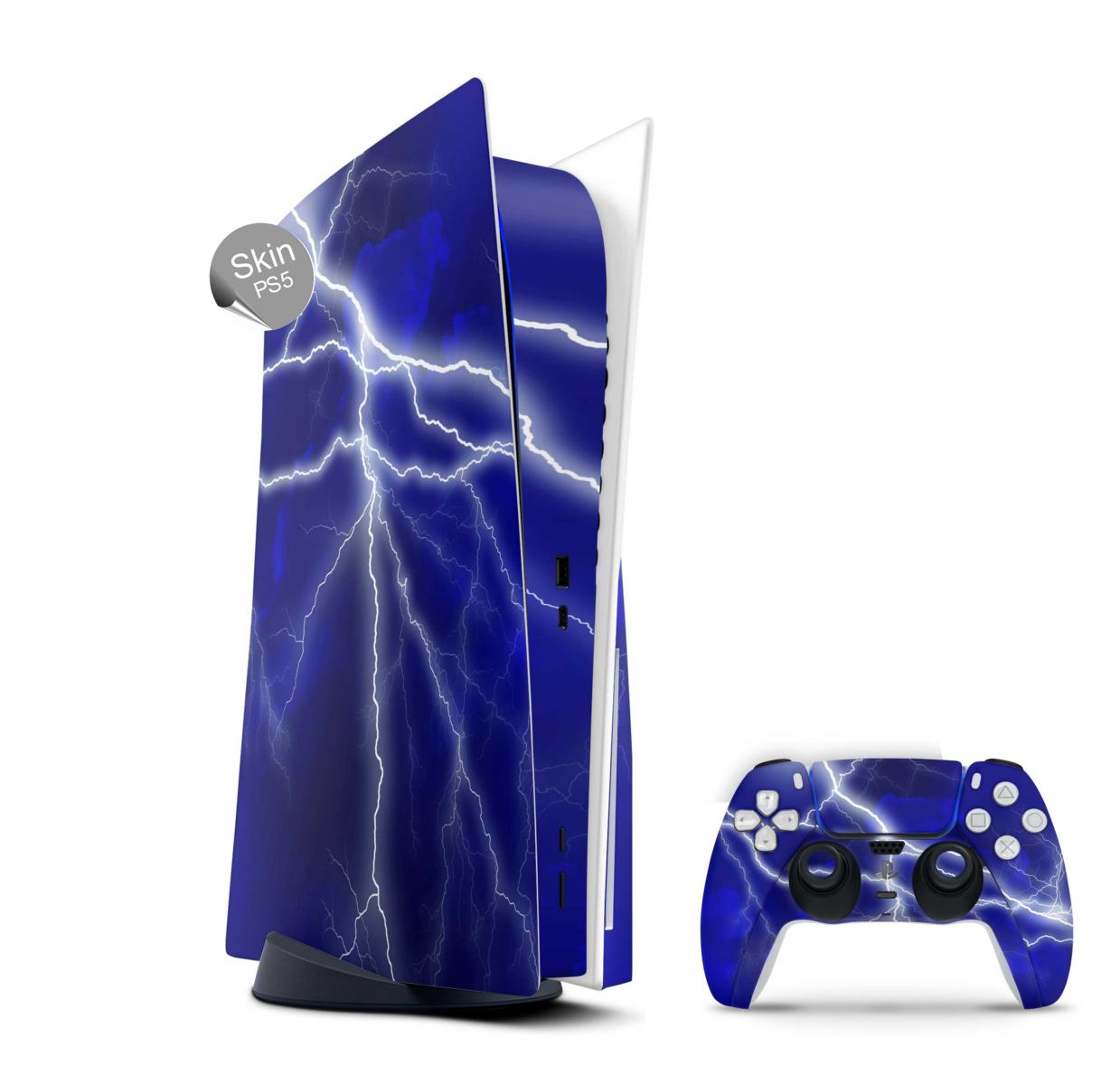 PS5 Skin Design Aufkleber Vinyl Folie Premium Skins mit PS5 Controller Apocalypse blue Aufkleber Skins4u   