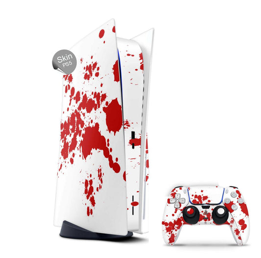 PS5 Skin Design Aufkleber Vinyl Folie Premium Skins mit PS5 Controller Blood Aufkleber Skins4u   