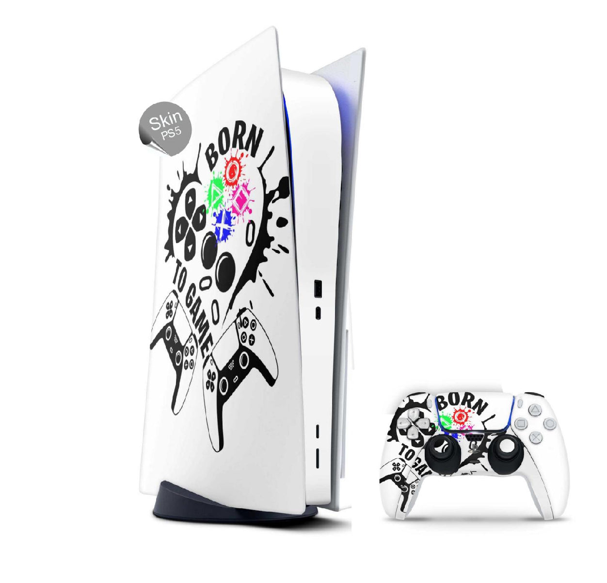 PS5 Skin Design Aufkleber Vinyl Folie Premium Skins mit PS5 Controller Born 2 Game Aufkleber Skins4u   